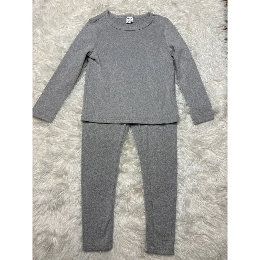 SHEIN Toddler Girls 2-Piece Pajama Lounge Sets Pink Grey Size 2-3Y Bundle of 2
